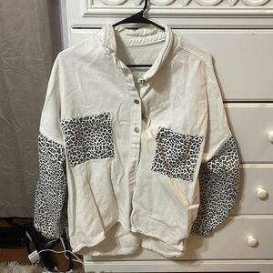 amazon leopard print button up-shacket- top